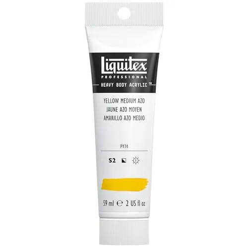 Liquitex 1045412 Professional Heavy Body Acrylfarbe in Künstlerqualität mit ausgezeichneter Lichtechtheit in buttriger Konsistenz, 59ml Tube - mittelgelb Azo