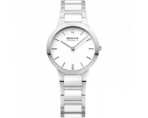 Bering Uhren Damenuhr Ceramic Collection 30329-754 - Elegante Silber/Weiß - Damenuhr mit Edelstahl-Gehäuse und kratzfestem Saphirglas, bis 5 ATM wasserdicht und ideal für jeden Anlass. Genießen Sie den Tragekomfort des Armbands aus Hightech-Ceramic.