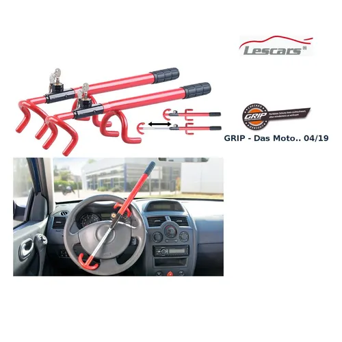 Lescars 2er-Set Universal-Lenkradkrallen zur Auto-Diebstahlsicherung, Schloss