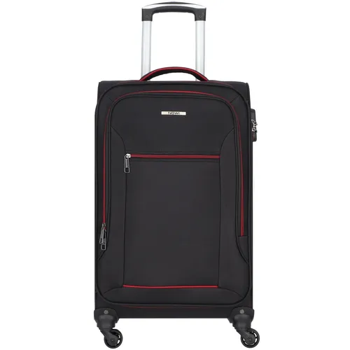 NOWI Trolley Weichschalenkoffer 64 cm mit Rollen & Zahlenschloss - Robuster Handgepäck-Trolley in Schwarz-Rot, 360° drehbare Rollen und ergonomischer Teleskopgriff für höchsten Komfort auf Reisen.