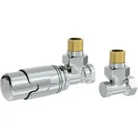 LuxeBath Thermostatventil Komplett-Set Chrom – Heizkörperventil mit Rücklaufverschraubung - Hochwertiges Heizkörperventil mit integriertem Thermostat für präzise Temperaturregelung. Ideal für Bad und Wohnbereich, sorgt für effiziente Heizungssteuerung und langlebige Nutzung.