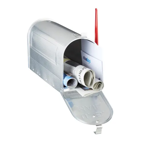 Amerikanischer Briefkasten - Freistehende Mailbox - Briefkästen & Briefkastenklappen, eleganter silberner Aluminium-Postkasten mit großzügigem Stauraum und 1 Jahr Herstellergarantie.