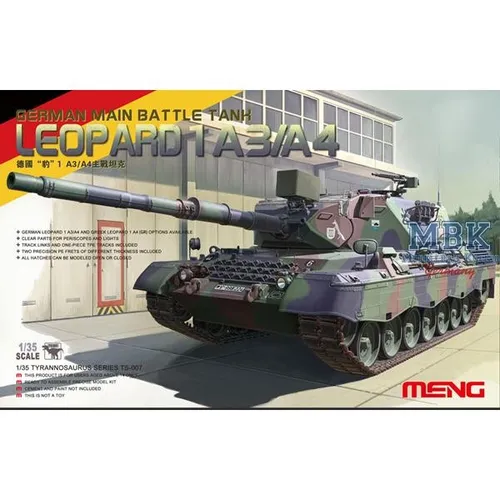 Meng TS-007 Model 1/35 German Main Battle Tank Leopard 1A3/A4 - Militärmodell im Maßstab 1:35, ungebautes Kit mit detaillierten Teilen für Modellbau-Enthusiasten ab 14 Jahren.
