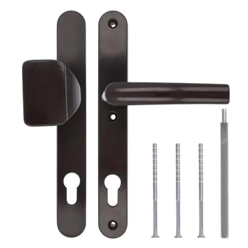 Türgriff/Türdrücker/Türklinke/Drückergarnitur DHS 92mm (Schildbreite 32mm) - Braun RAL 8019 - mit Knauf