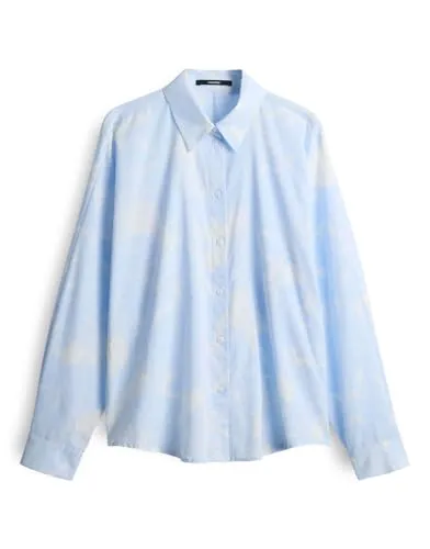 someday Damen Langarmbluse ZARINE Nature - Damenblusen aus leichtem Cotton Voile, ideal für Büro und Freizeit mit einem modernen, lockeren Schnitt für hohen Tragekomfort.