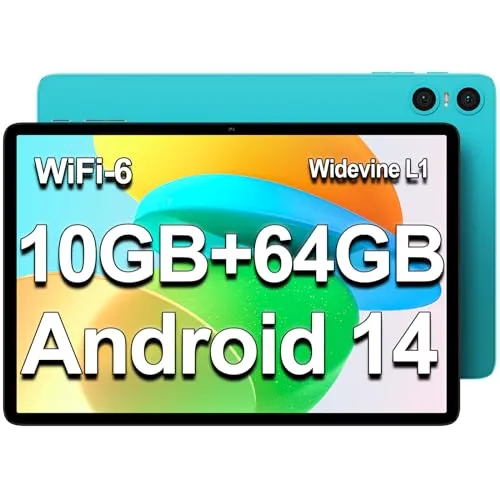 TECLAST P30 Android 14 Tablet 10+ Zoll Tablett, 10GB RAM+64GB ROM(4TB TF), Octa Core CPU Tablet Pcs, 2.4G+5G WLAN,1280x800 IPS, Widevine L1/GMS/AI-Kamera/6000mAh/BT5.4/Typ- C/TUV/3.5MM Jack/OTG [2025]