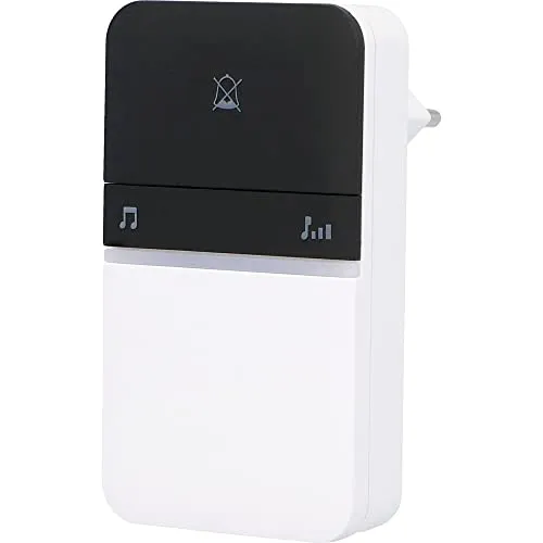 UNITEC Funk-Gong WDP11, Türklingel, 16 Melodien, 4 Lautstärkestufen bis 80dB, akustische und optische Klingelanzeige, Weiterleitung, 100 m Reichweite, LED Anzeige, weiß