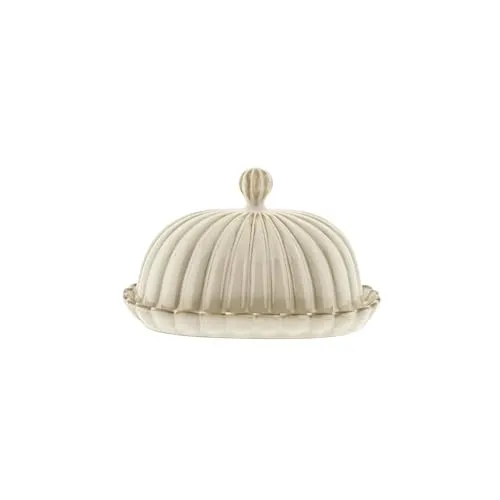 Bloomy Butterdose aus hochwertigem Porzellan mit floraler Struktur