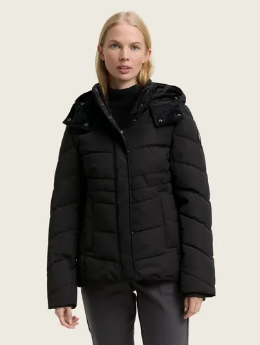Tom Tailor Damen Puffer-Jacke mit abnehmbarer Kapuze - Stylische Winterjacke mit abnehmbarer Kapuze und praktischen Reißverschlusstaschen. Aus winddichtem, wasserabweisendem Material für optimalen Komfort in der kalten Jahreszeit. Ideal für den Alltag.