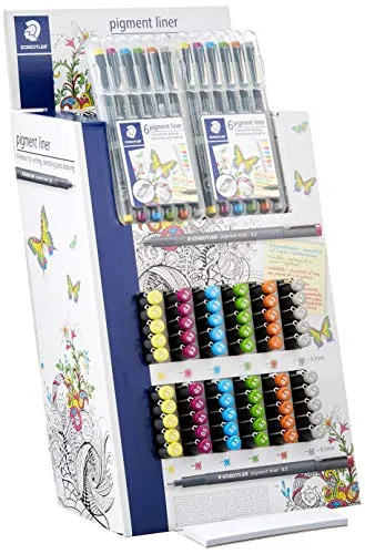 STAEDTLER 308S2CA120ST Fineliner Pigment Liner Display mit 120 verschiedenen Farben und Breiten