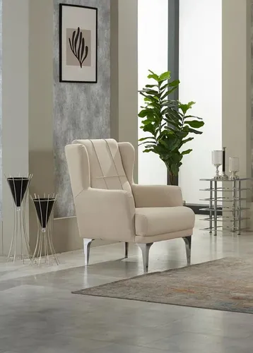 Moderner Polstersessel Einsitzer Beige für Wohnzimmer - Eleganter Sessel für Erwachsene mit einem stilvollen Design. Ideal für Wohnzimmer oder Arbeitszimmer. Hochwertige Verarbeitung und bequeme Polsterung sorgen für Komfort und Gemütlichkeit.