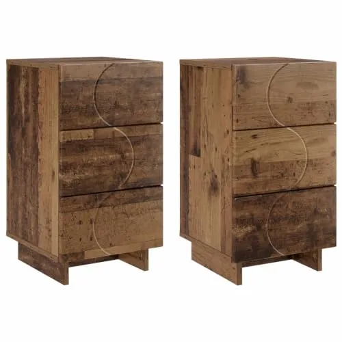 vidaXL Nachttisch 2er Set Altholz 33,5 x 34,5 x 60 cm