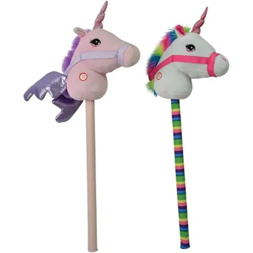 Happy People Steckenpferd mit Sound – Pferd oder Einhorn 68cm - Steckenpferde in 4 verschiedenen Varianten, mit Soundeffekt für noch mehr Spielspaß – ideal für kleine Pferdefans!