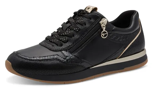 Tamaris Damen Sneaker Lowcut vegan mit TOUCHit Fußbett - Schwarz, Größe 39 EU - Modische Lowcut Sneaker aus veganem Textil-Synthetik-Mix mit innovativem Reißverschluss für schnelles An- und Ausziehen. Genießen Sie den Komfort der gepolsterten Innensohle und einen stabilen Halt bei jedem Schritt!