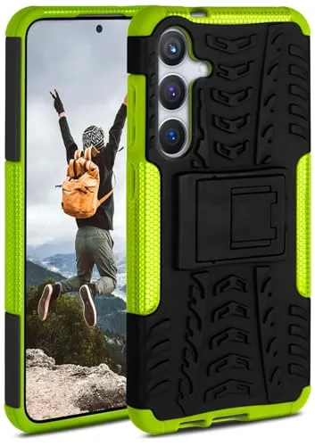 ONEFLOW Tank Case für Samsung Galaxy S24 Plus Hülle Outdoor, stabile Panzerhülle mit Kamera und Display Schutz, sichere Handyhülle, TPU Handy Schutzhülle mit Ständer, Grün Schwarz