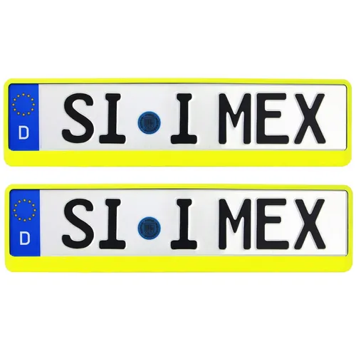 Kfz Kennzeichenhalter neongelb PKW Nummernschildhalter Kennzeichenrahmen 2 x