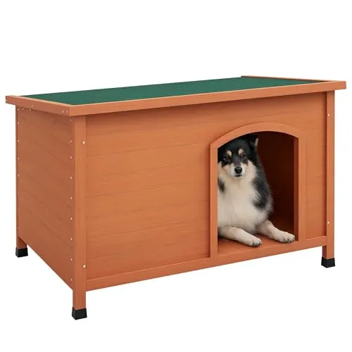 PawHut Hundehütte mit Asphaltdach, Outdoor Hundehaus 100 x 65,5 x 68 cm - Geräumige Hundehütte aus Tannenholz mit abnehmbarem Boden für einfache Reinigung. Ideal für große Hunde bis 30 kg, wetterfest und stilvoll - die perfekte Ergänzung für Ihren Garten!