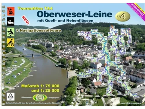 TourenAtlas TA4 Oberweser-Leine - Zubehör für Wasserwandern: Entdecken Sie die Oberweser-Leine mit detaillierten Touren und Informationen zu Quell- und Nebenflüssen.