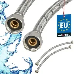 KOTARBAU® 2er Set Flexschlauch 1/2 Zoll Wasserschlauch 40cm Panzerschlauch 1/2“x1/2“ Anschlussschlauch Armatur Schlauch Wasserhahn Edelstahlum...