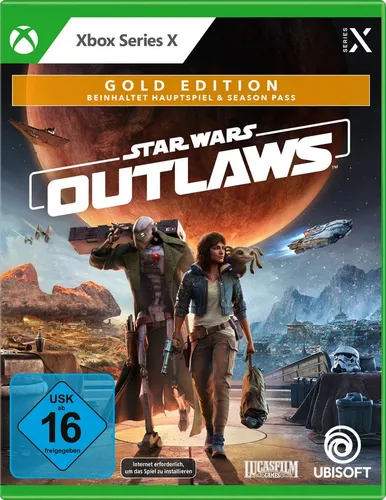 Star Wars Outlaws Gold Edition - XBSX - Spannendes Action-Adventure für die Xbox Series X, inklusive Season Pass, Zusatzmission und exklusiven kosmetischen Gegenständen. Erlebe die Gefahren und Abenteuer eines Gesetzlosen in einer lebendigen Galaxis.