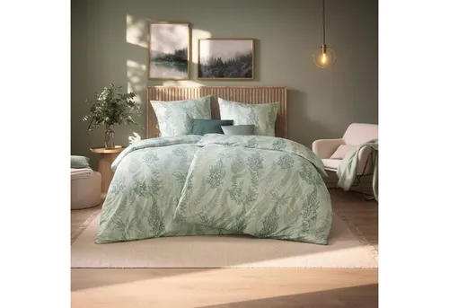 Estella Mako Jersey Bettwäsche 155x220 Hedi salbei - Elegante Bettwäschegarnitur aus 100% Baumwolle, trocknergeeignet und ideal für alle Jahreszeiten. Perfekt für Schlafzimmer und Gästezimmer!