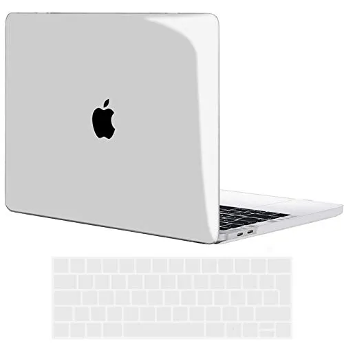 TECOOL Hülle Kompatibel mit MacBook Pro 15 Zoll 2019 2018 2017 2016 mit Touch Bar (A1990 A1707), Ultradünne Schutzhülle Hartschale Case mit Tastaturschutz (EU Layout), Kristall Transparent
