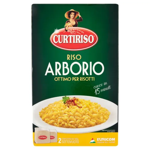 Curtiriso Riso Arborio 1Kg - 100% Italienischer Risotto-Reis - Italienischer Arborio Reis, perfekt für cremige Risottos. 1 kg für authentischen Genuss in Ihrer Küche.
