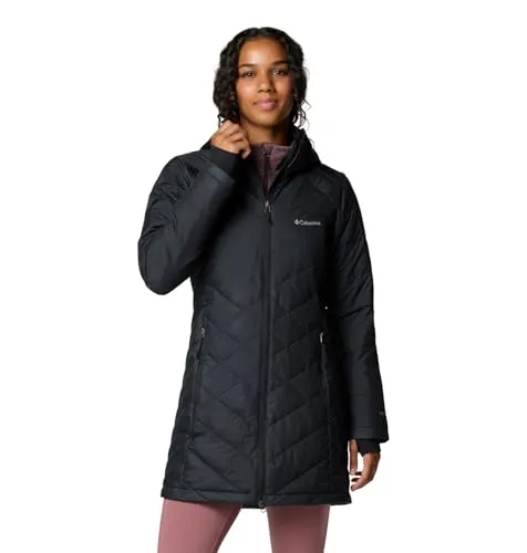 Columbia Damen Lange Steppjacke mit Kapuze, Heavenly - Funktionsjacke für Damen mit Omni-Heat-Technologie für optimale Wärme und Wasserabweisung, ideal für kalte, windige Tage.