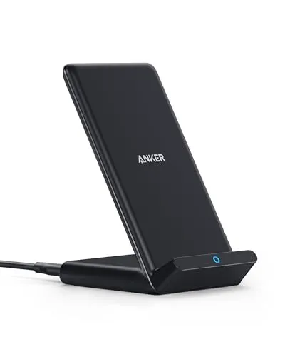 Anker 313 Induktive Ladestation - Qi-Zertifiziert - Kabellose Qi-Ladegeräte mit 10W Schnellladefunktion für Galaxy S22 und 5W für iPhones. Ideal zum vertikalen und horizontalen Laden, perfekt für Videos und Face ID.
