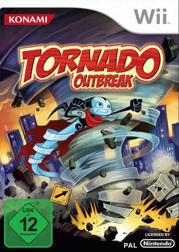 Tornado Outbreak - Actionspiel für Nintendo, steuere einen gewaltigen Tornado und erlebe kreative Zerstörung in 11 abwechslungsreichen Leveln – ideal für Koop-Spaß mit Freunden!