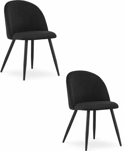 Bello Stuhl – Schwarzer Samt / Schwarze Beine (2er Set)