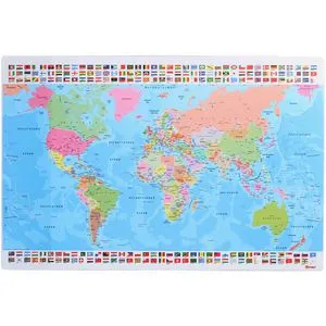 Spirit Schreibunterlage TTS 408725, mehrfarbig, Kunststoff - Schreibunterlage mit Weltkarte, ideal für Büro und Schule. Rutschfeste Unterseite und transparente Leiste für Notizen sorgen für bequemes Arbeiten.