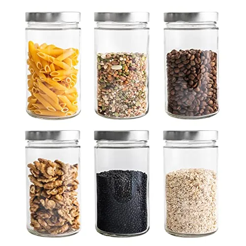 PUREGANIC® 6er Set Marmeladengläser je 720 ml Schraubverschluss DTO Ø 82 mm ideal als Vorratsglas, Serviergläser, Einmachgläser und vieles mehr