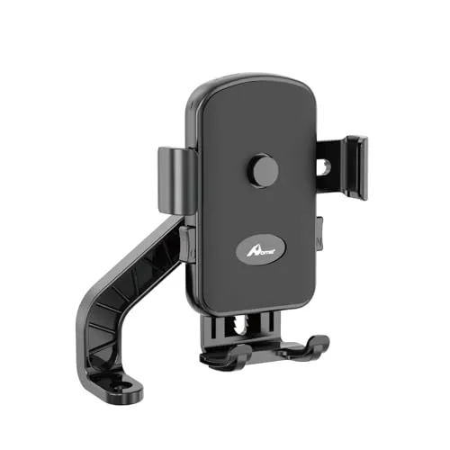 Home 2024 Upgrade Handyhalterung Motorrad, Anti Shake + 1S Schnelle Demontage + Ungehinderte Kamera, Kompatibel mit 3,5-7 Zoll Smartphones, Motorrad & E-Scooter Rückspiegel, Schwarz