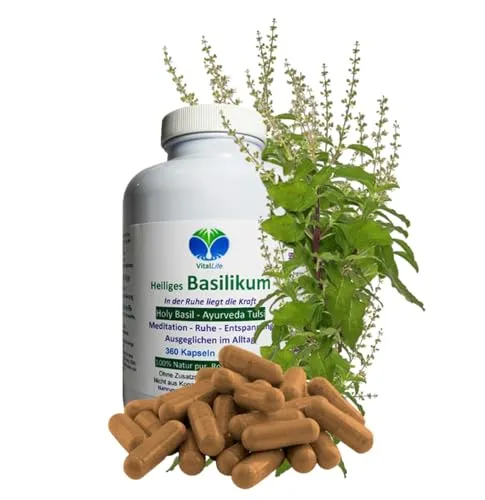 TULSIBASILIKUM 360 Kapseln Heiliges TULSI-BASILIKUM Holy-BASIL Ayurveda 