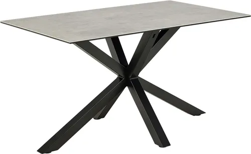 Mid.you Esstisch in Grau - Rechteckiger Keramiktisch mit X-Form - Moderner Esstisch in Grau aus Keramik und Metall, ideal für stilvolle Esszimmer. Mit seiner eleganten X-Form bietet er Stabilität und einen besonderen Look.
