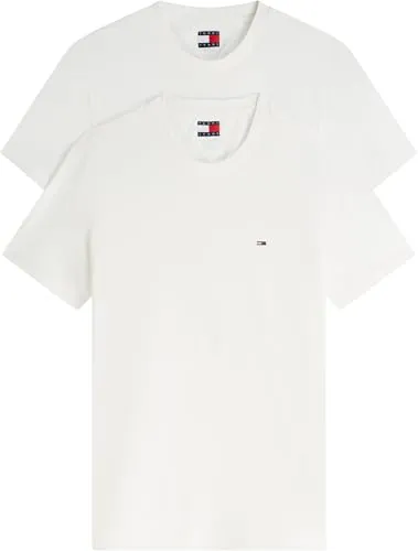 Tommy Jeans Herren TJM Xslim 2pack Jersey Tee EXT Dm0dm20687, 4XL - Ecru - KOMFORTABLE BASIC SHIRTS: Die lässigen T-Shirts aus 100% Baumwolle bieten optimalen Tragekomfort und sind ideal für deinen Freizeit-Look. Das Tommy Jeans Logo auf der Brust sorgt für einen stylischen Akzent.