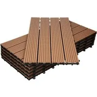 ECD Germany 24x WPC Terrassenfliesen 60x30cm Hellbraun - Fliesen aus WPC für Balkon und Terrasse, rutschfest und witterungsbeständig. Das praktische Klicksystem ermöglicht eine einfache Verlegung und Demontage.