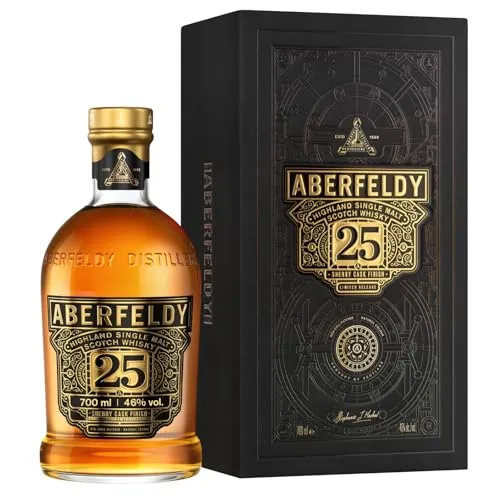 Aberfeldy 25 Jahre Single Malt Scotch Whisky, 40 Vol.-%, 70 cl/700 ml, in Oloroso-Sherry-Fässern gereift als 1. Whisky-Abfüllung nach dem Sherry
