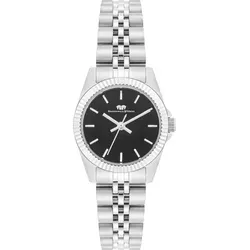 Rhodenwald & Söhne Armband-Uhr Cassina Silber - Elegante Damen-Quarzuhr mit hochwertigem Edelstahl-Gehäuse (27,5 mm) und schwarzem Zifferblatt. Wasserdicht bis 5 ATM, ausgestattet mit Sicherheits-Faltschließe für sicheren Halt. Ideal für stilvolle Akzente im Alltag.