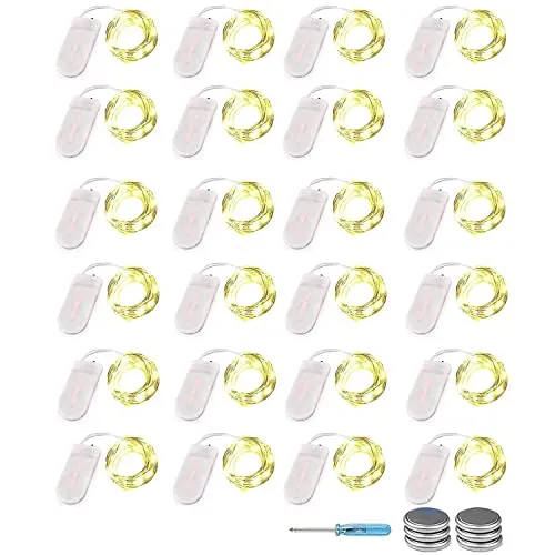 Stück 30er LED Micro Lichterkette Batterie-betrieb, 3M Kupferdraht Lichterkette String Fairy Lights, Wasserdicht Lichterketten für DIY Weihnachten Hochzeit Party Festival Dekorationen, Warmweiß 24