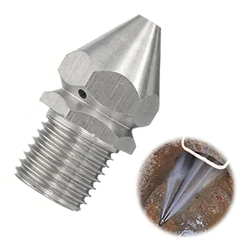 XCSJ Rohrreinigungsdüse Kanalisation Jetter Düse zum Ausbohren von Abwasserrohren,Reinigungsdüse für Hochdruckreiniger Düse, 1/4 Außengewinde, Hochdruckreiniger Reinigungsdüse Zubehör (Silber)