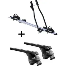 Fahrradträger SAGITTAR + Relingträger Quick für Audi E-tron 2019 - Fahrradträger und Dachträger Set für Audi E-tron (5 Türer) ab 2019, perfekt abgestimmt für einfachen und sicheren Transport aller Fahrradtypen auf dem Dach.