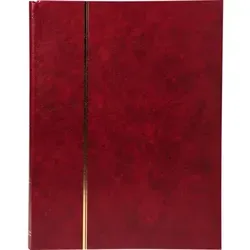 Exacompta 26153E Premium Briefmarken-Sammel-Album - 48 Seiten Einsteckbuch aus Halbleder, rot mit schwarzer Präsentation und Pergaminzwischenblättern