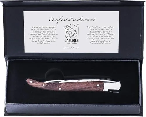 Laguiole Style de Vie Taschenmesser, Pakkaholz, mit Geschenkbox