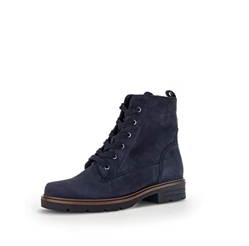 Gabor Damen Schnürstiefeletten - Wanderschuhe mit Wechselfußbett und Best Fitting für optimalen Komfort, ideal für Übergangszeiten. Stylische Stiefeletten in Blue (Ra.Cognac) für modebewusste Frauen.