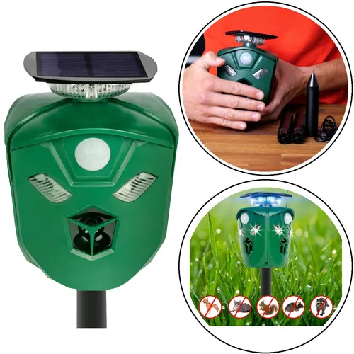 Tierschreck Solar Ultraschall Tiervertreiber mit Blitzlicht 360°