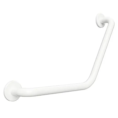 Brillantbad BELP Winkelgriff Eisen Weiß mit Abdeckung - Griffstangen für das Bad, stabile Traglast von 120 kg und einfache Montage mit beiliegendem Schrauben- & Dübelset für mehr Sicherheit im Bad & WC.
