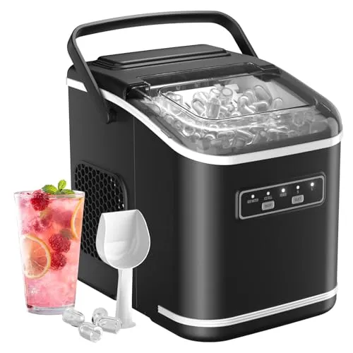 Acmeenjoy Eiswürfelmaschine 9 Würfel in 6-8 Min, 12KG/24H, Selbstreinigende | Einfach zu Bedienen, Eiswürfelbereiter Kleine mit Eislöffel und Griff für Küche, Büro, Bar und Party