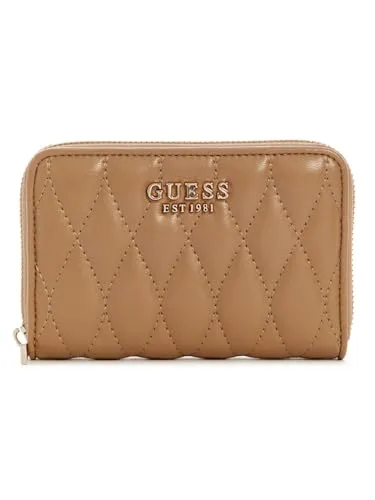 GUESS Geldbörse Valla Zip Around Wallet Beige Hellbraun